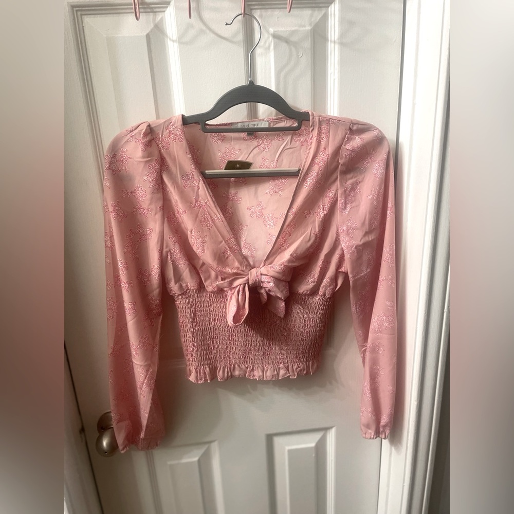 NWT pink long sleeve crop top
